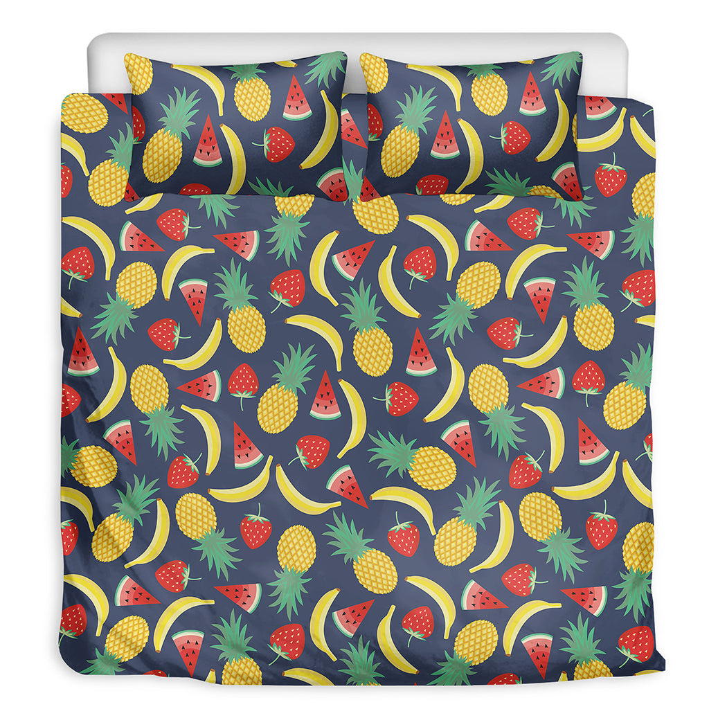 Cute Tropical Fruits Pattern Print Duvet Cover Bedding Set