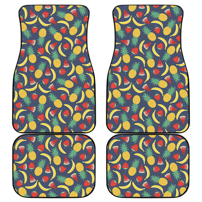 Cute Tropical Fruits Pattern Print Front and Back Car Floor Mats