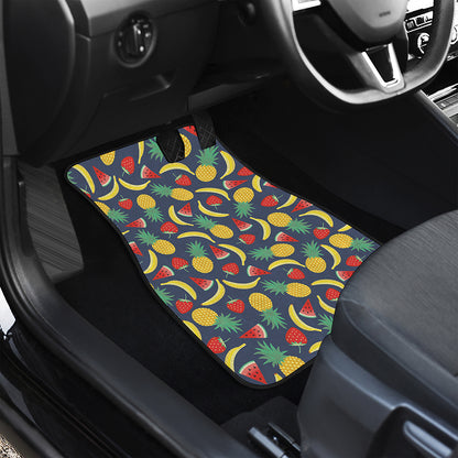 Cute Tropical Fruits Pattern Print Front and Back Car Floor Mats