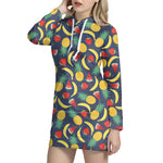 Cute Tropical Fruits Pattern Print Hoodie Dress