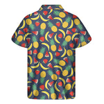 Cute Tropical Fruits Pattern Print Men's Short Sleeve Shirt