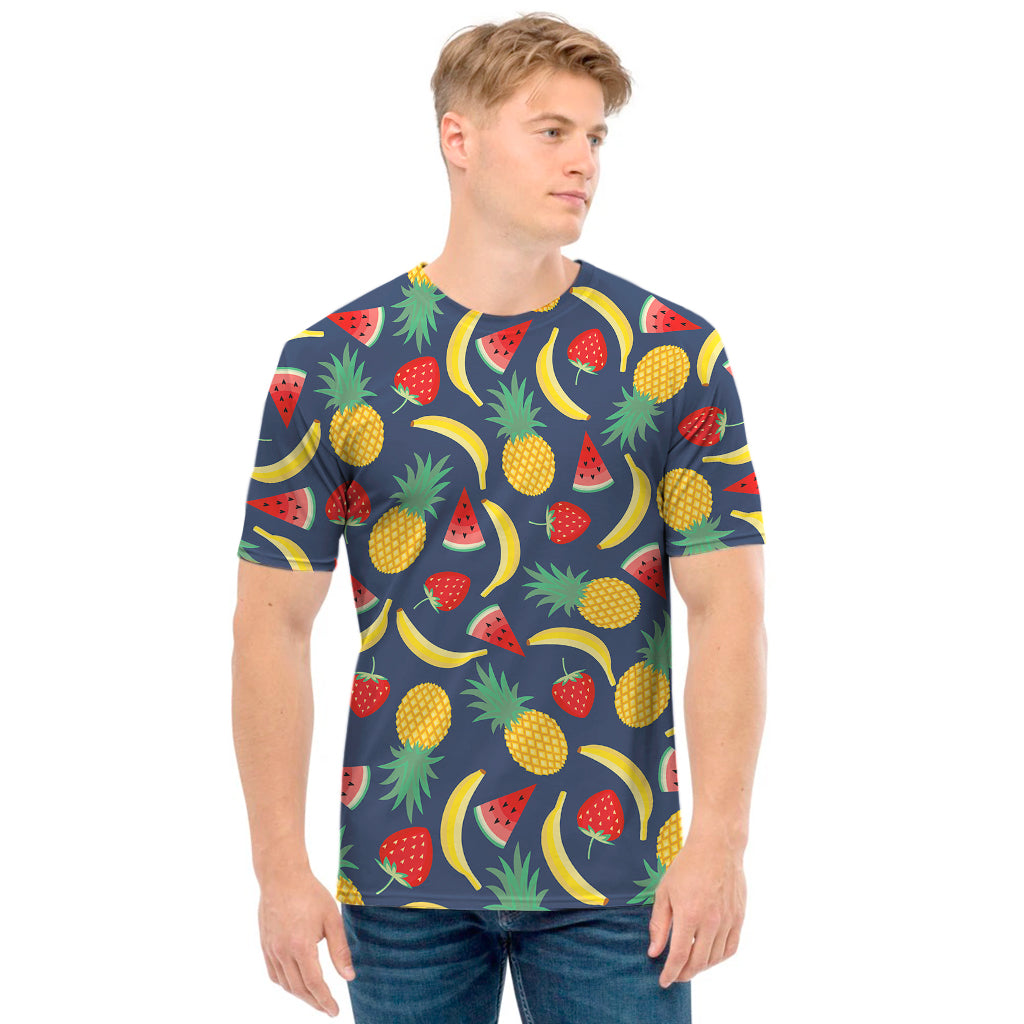 Cute Tropical Fruits Pattern Print Men's T-Shirt