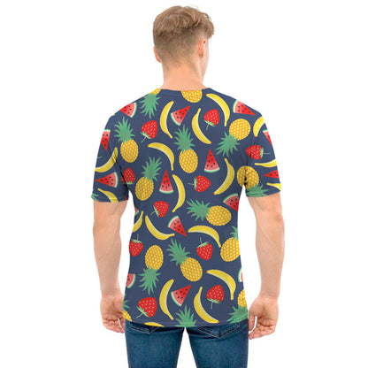 Cute Tropical Fruits Pattern Print Men's T-Shirt