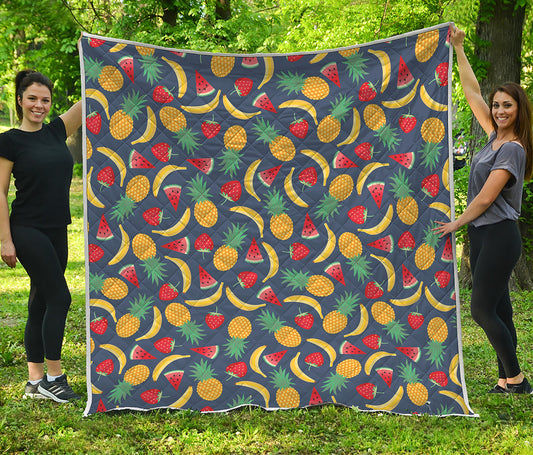 Cute Tropical Fruits Pattern Print Quilt