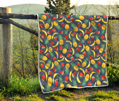 Cute Tropical Fruits Pattern Print Quilt