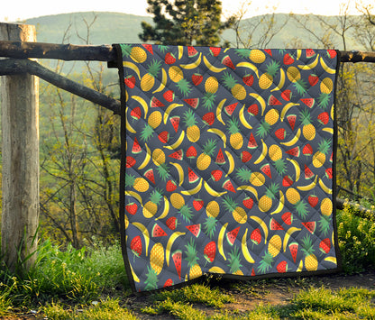 Cute Tropical Fruits Pattern Print Quilt