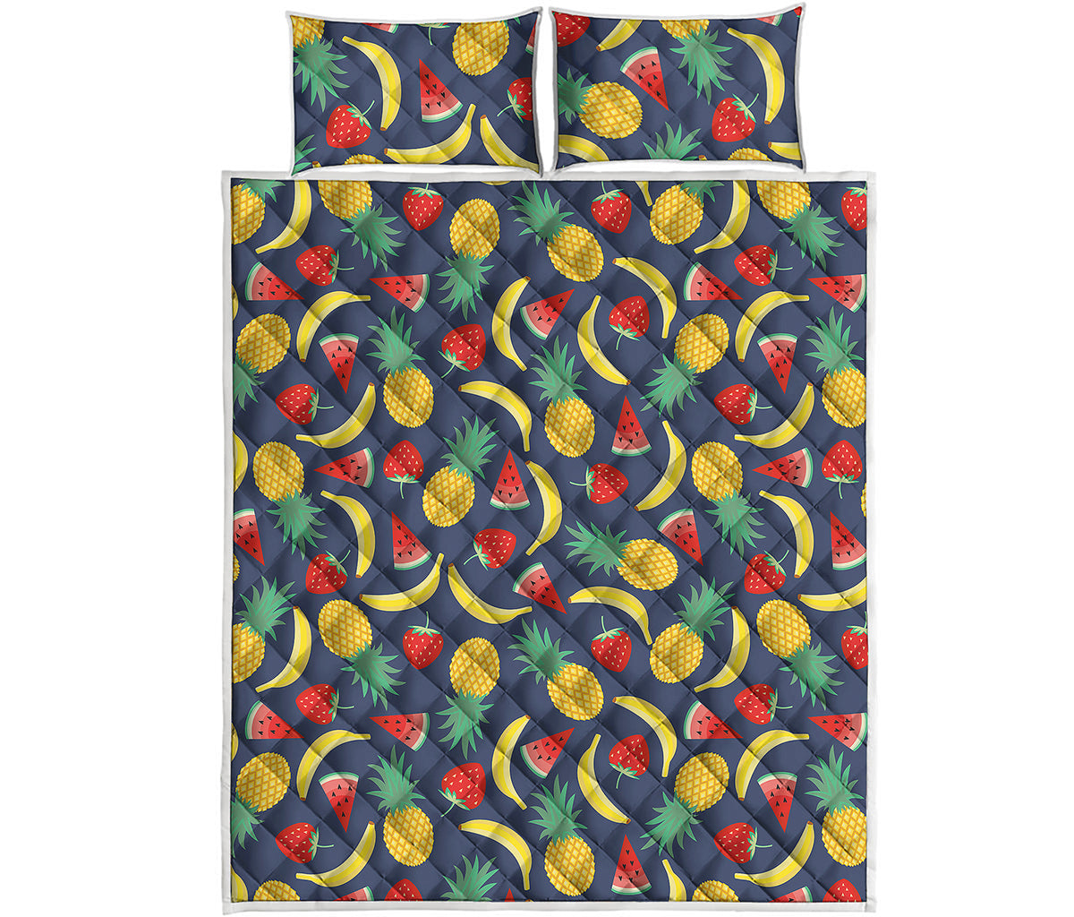 Cute Tropical Fruits Pattern Print Quilt Bed Set