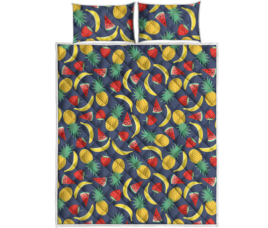 Cute Tropical Fruits Pattern Print Quilt Bed Set