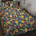 Cute Tropical Fruits Pattern Print Quilt Bed Set