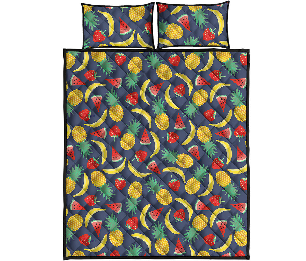 Cute Tropical Fruits Pattern Print Quilt Bed Set
