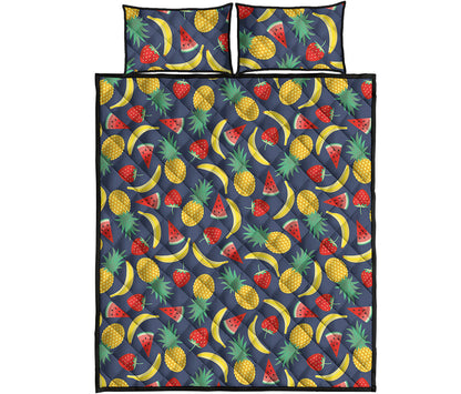Cute Tropical Fruits Pattern Print Quilt Bed Set