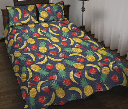 Cute Tropical Fruits Pattern Print Quilt Bed Set