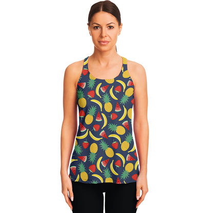 Cute Tropical Fruits Pattern Print Women's Racerback Tank Top