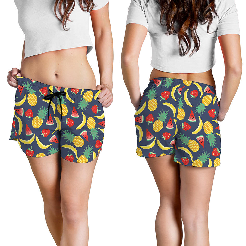 Cute Tropical Fruits Pattern Print Women's Shorts