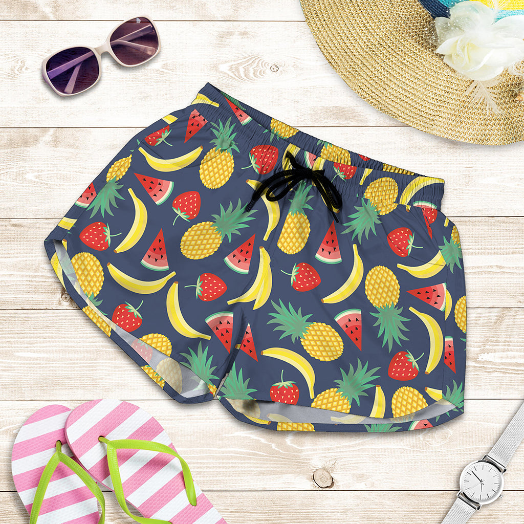 Cute Tropical Fruits Pattern Print Women's Shorts