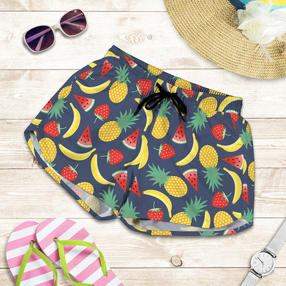 Cute Tropical Fruits Pattern Print Women's Shorts
