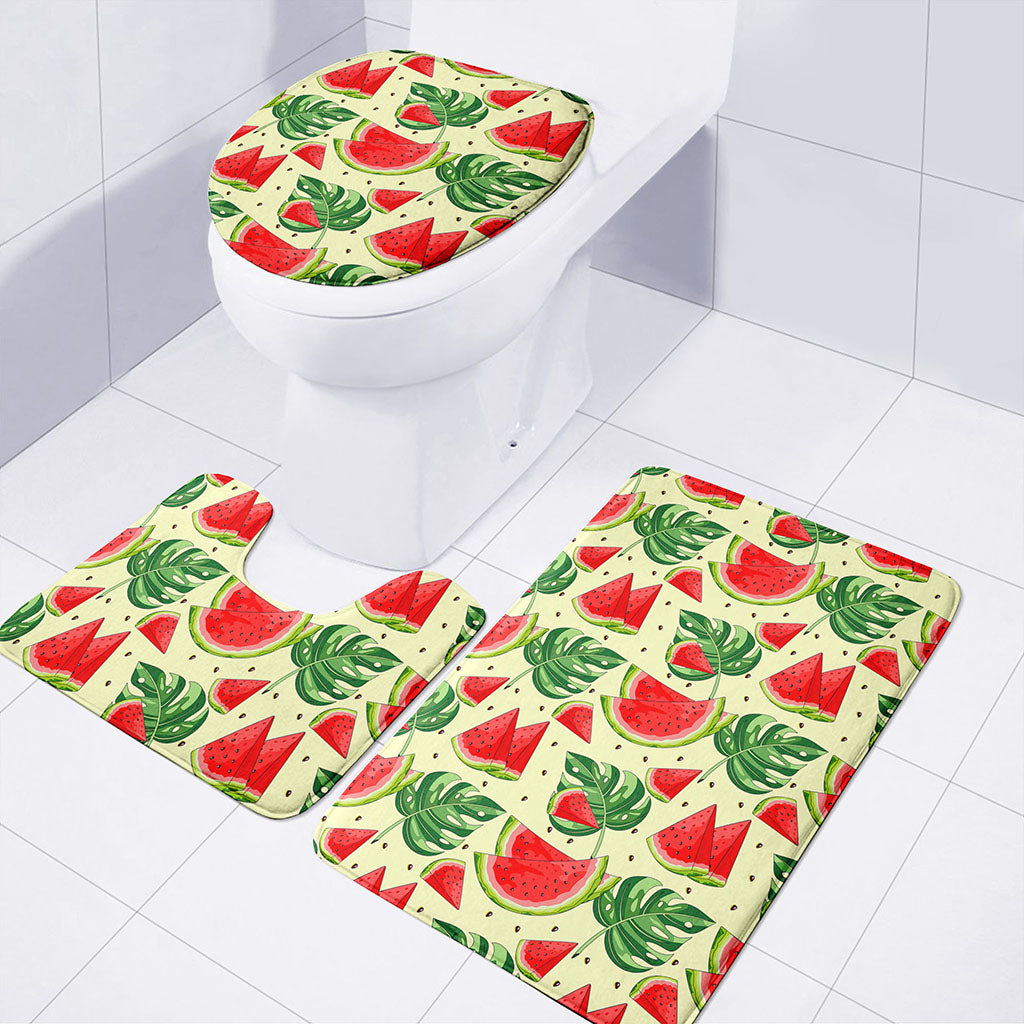 Cute Tropical Watermelon Pattern Print 3 Piece Bath Mat Set