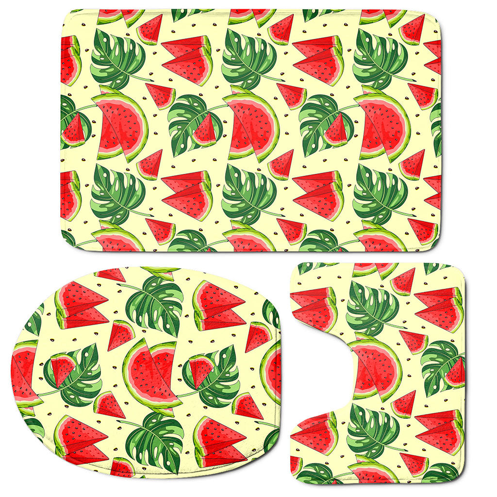 Cute Tropical Watermelon Pattern Print 3 Piece Bath Mat Set