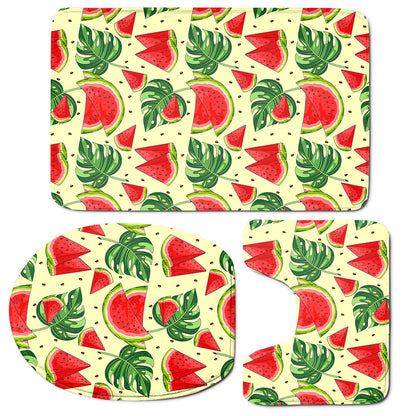 Cute Tropical Watermelon Pattern Print 3 Piece Bath Mat Set