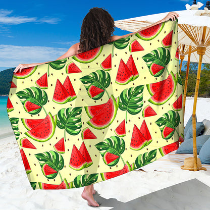Cute Tropical Watermelon Pattern Print Beach Sarong Wrap