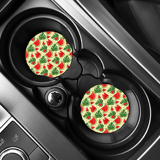 Cute Tropical Watermelon Pattern Print Car Coasters
