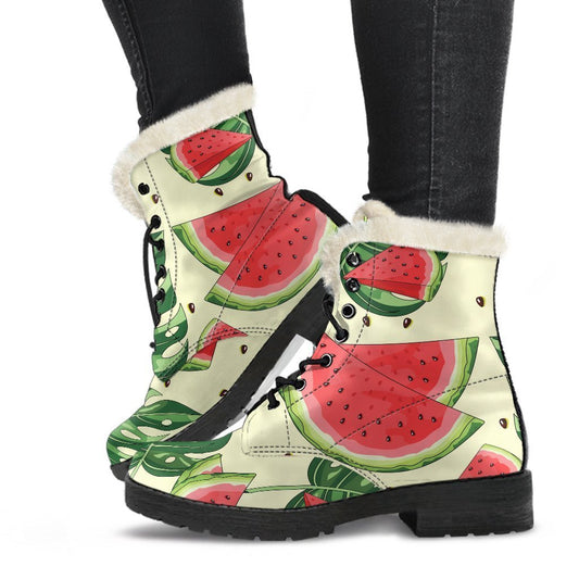 Cute Tropical Watermelon Pattern Print Comfy Boots GearFrost