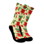 Cute Tropical Watermelon Pattern Print Crew Socks