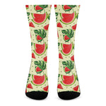 Cute Tropical Watermelon Pattern Print Crew Socks