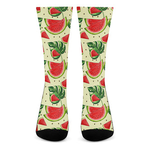 Cute Tropical Watermelon Pattern Print Crew Socks