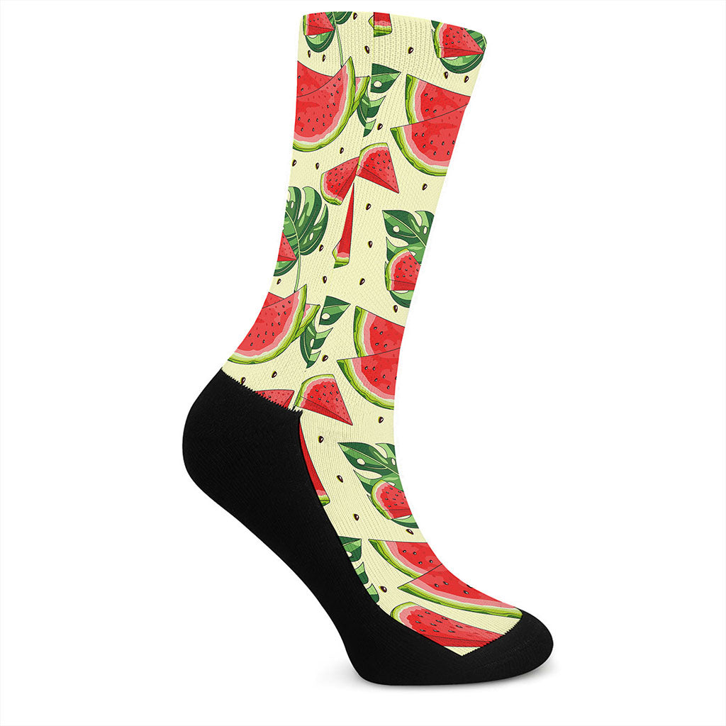 Cute Tropical Watermelon Pattern Print Crew Socks