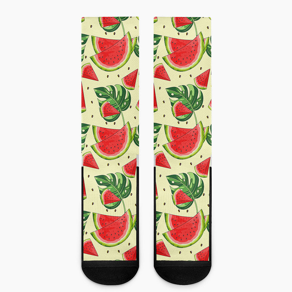 Cute Tropical Watermelon Pattern Print Crew Socks