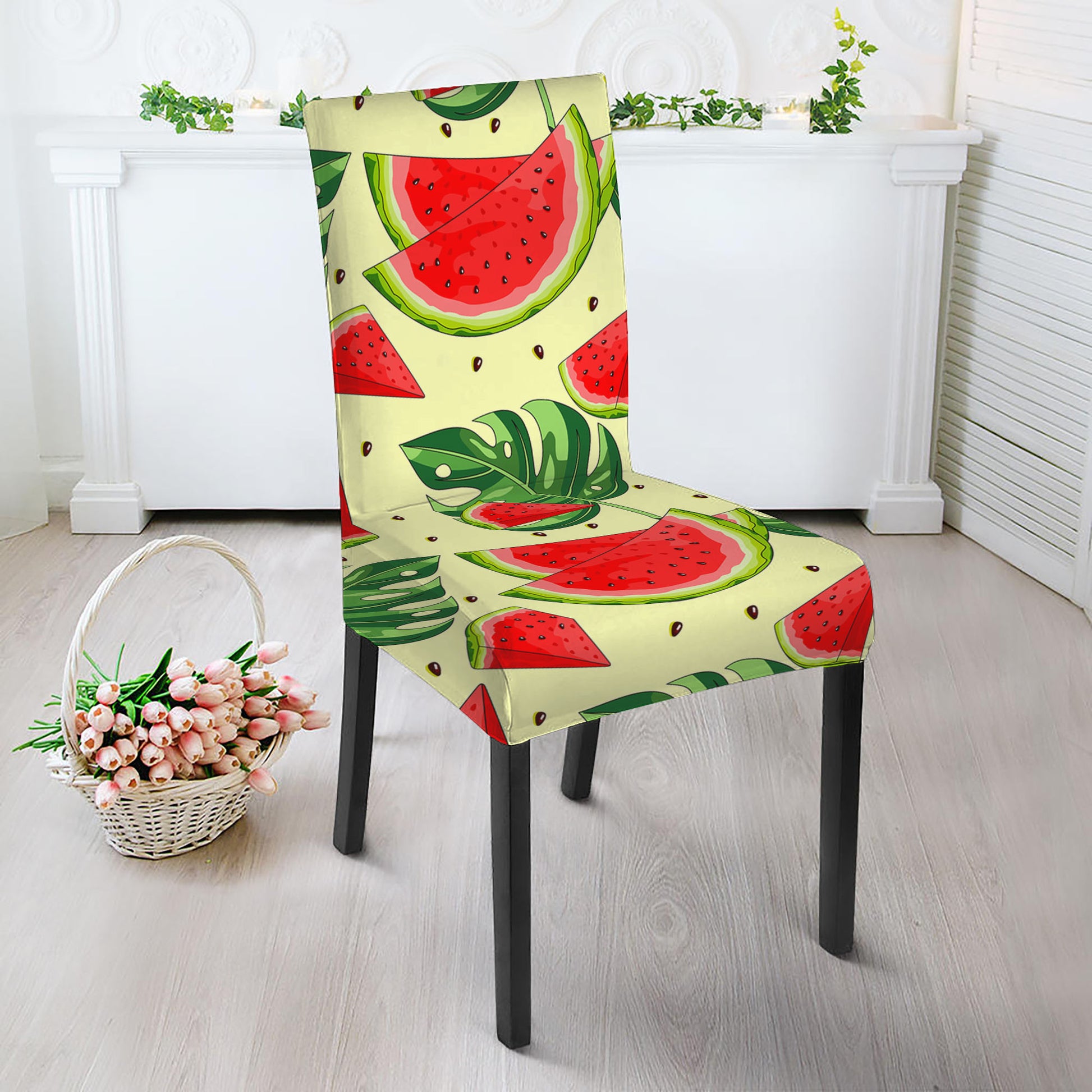 Cute Tropical Watermelon Pattern Print Dining Chair Slipcover
