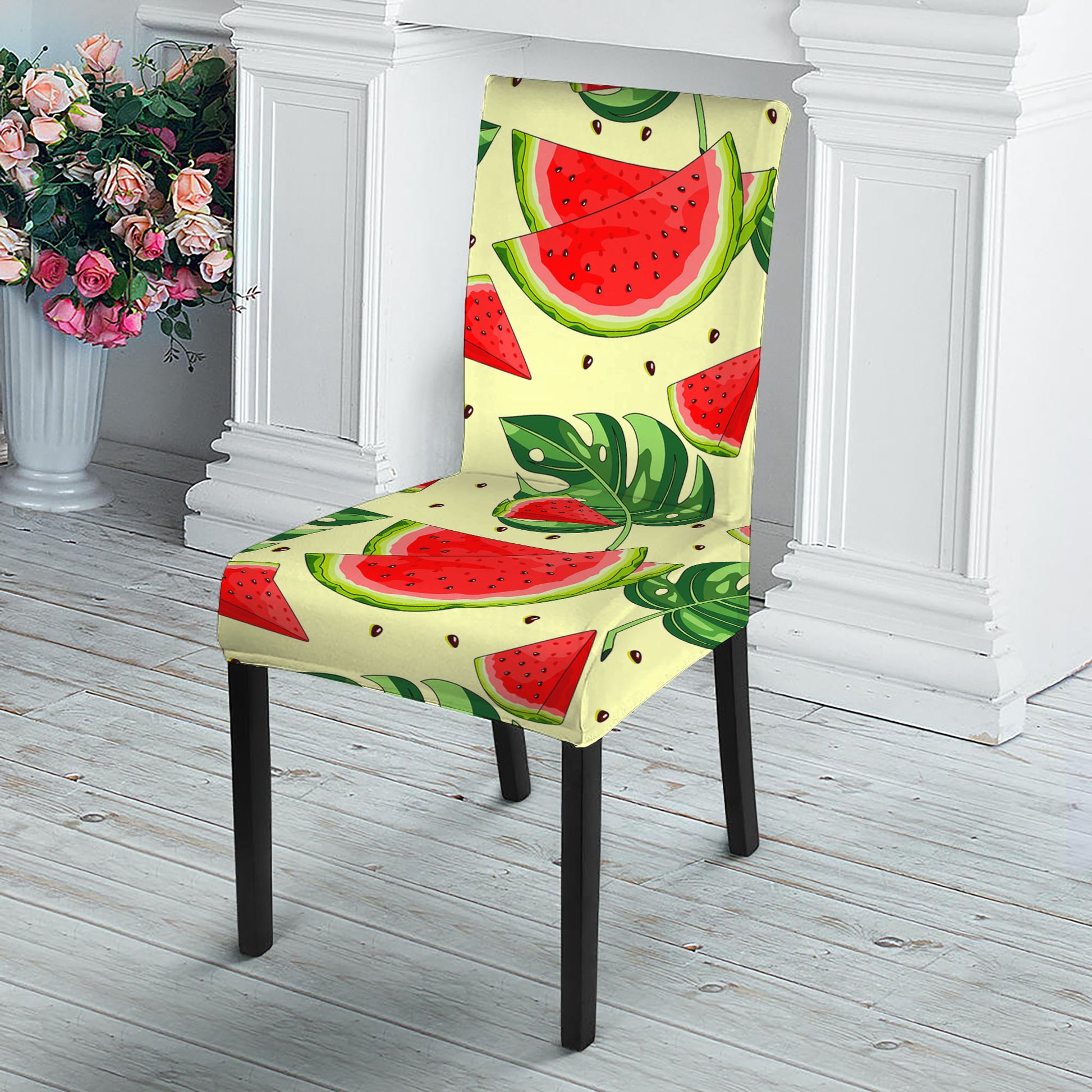 Cute Tropical Watermelon Pattern Print Dining Chair Slipcover