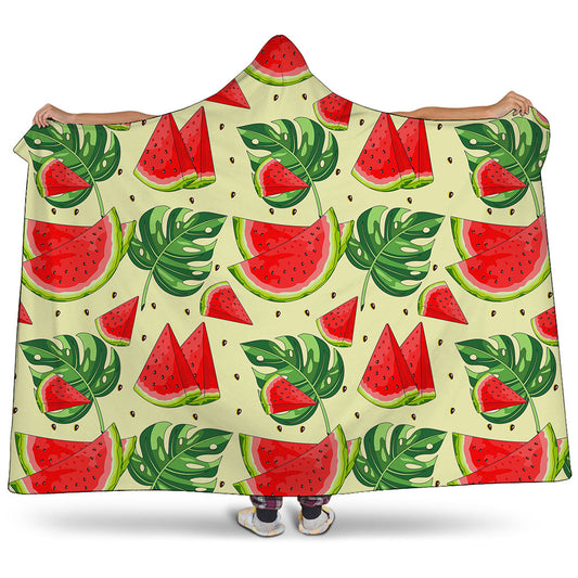 Cute Tropical Watermelon Pattern Print Hooded Blanket