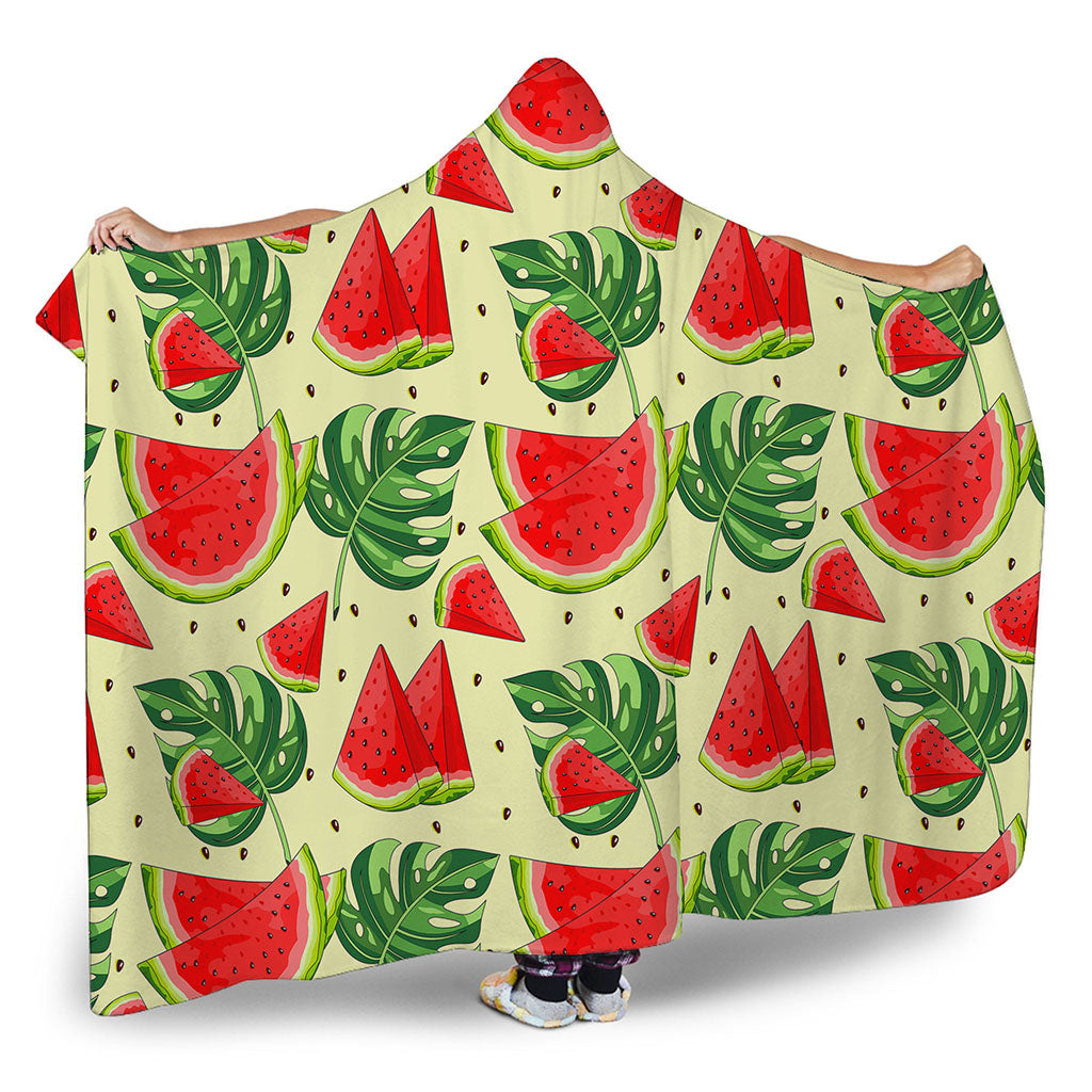 Cute Tropical Watermelon Pattern Print Hooded Blanket