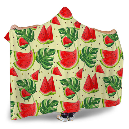 Cute Tropical Watermelon Pattern Print Hooded Blanket