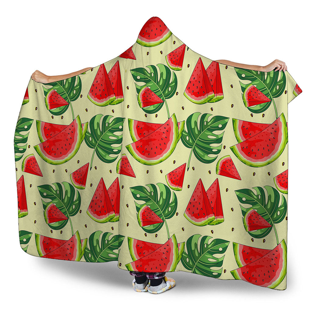 Cute Tropical Watermelon Pattern Print Hooded Blanket