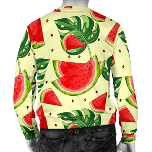 Cute Tropical Watermelon Pattern Print Men's Crewneck Sweatshirt GearFrost