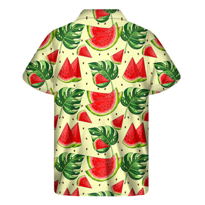 Cute Tropical Watermelon Pattern Print Men's Short Sleeve Shirt