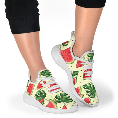 Cute Tropical Watermelon Pattern Print Mesh Knit Shoes GearFrost