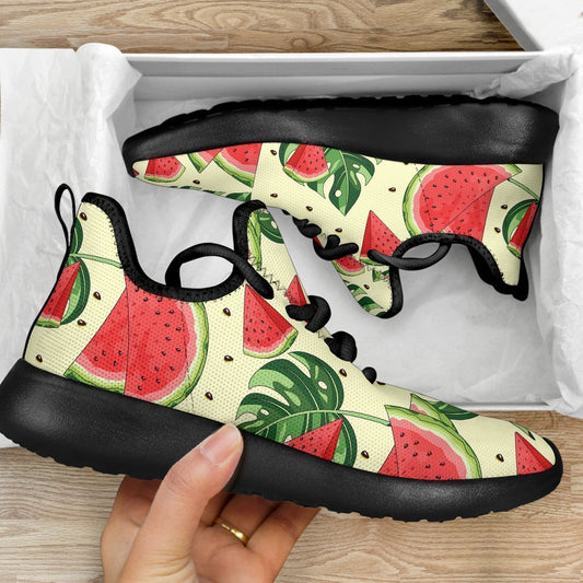 Cute Tropical Watermelon Pattern Print Mesh Knit Shoes GearFrost