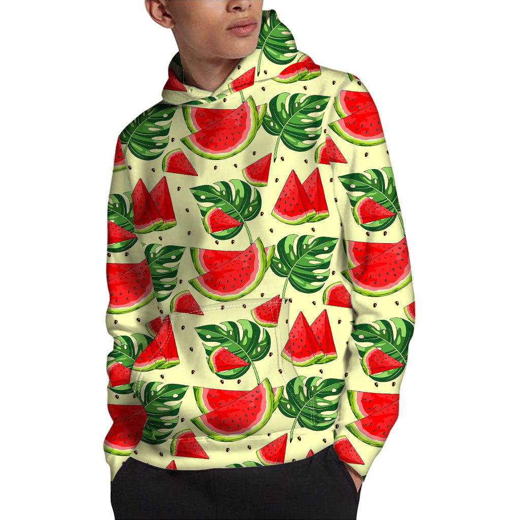 Cute Tropical Watermelon Pattern Print Pullover Hoodie