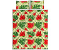 Cute Tropical Watermelon Pattern Print Quilt Bed Set