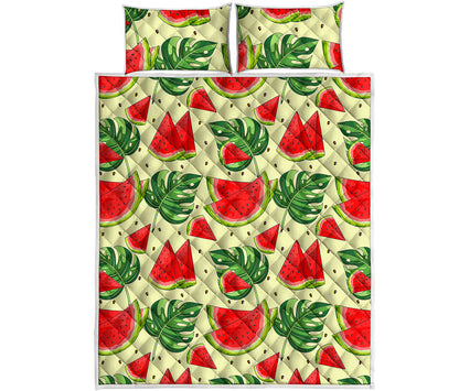 Cute Tropical Watermelon Pattern Print Quilt Bed Set