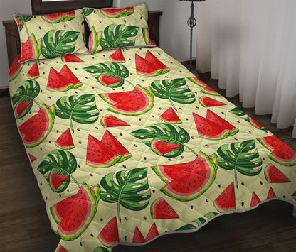 Cute Tropical Watermelon Pattern Print Quilt Bed Set