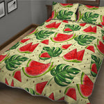 Cute Tropical Watermelon Pattern Print Quilt Bed Set