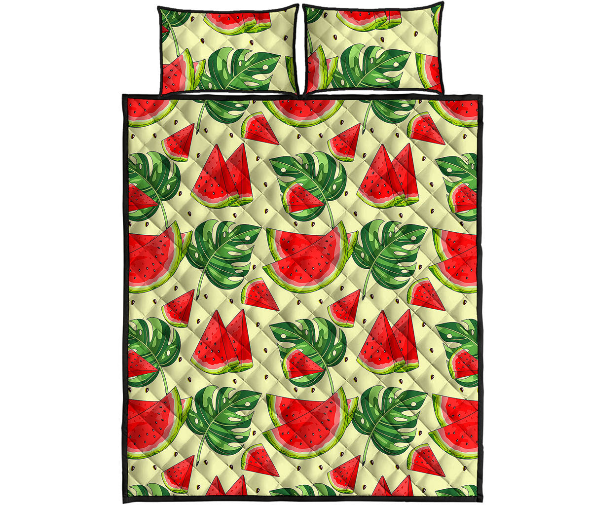 Cute Tropical Watermelon Pattern Print Quilt Bed Set