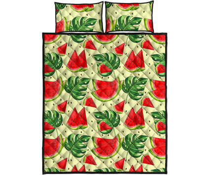 Cute Tropical Watermelon Pattern Print Quilt Bed Set