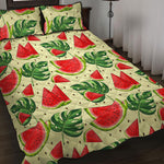 Cute Tropical Watermelon Pattern Print Quilt Bed Set