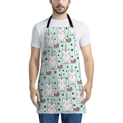 Cute Unicorn Cat Pattern Print Apron